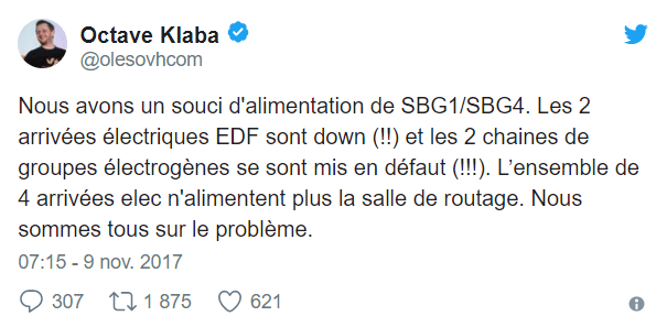 Panne du 9 Novembre 2017